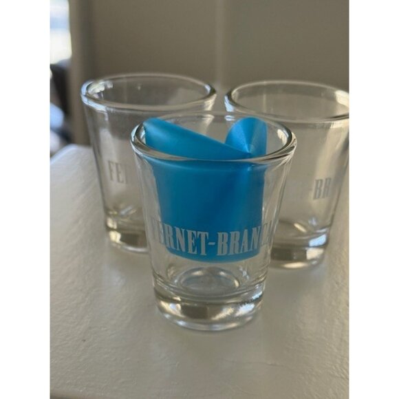 Fernet-Branca Milano Italian Liqueur White Set of 3 Clear Glass Shot Glasses New - Picture 4 of 6